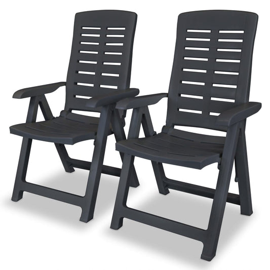 Garden Chair | Set of 2 | Anthracite | Plastic | Medium | Foldable