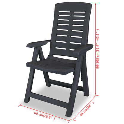 Garden Chair | Set of 2 | Anthracite | Plastic | Medium | Foldable