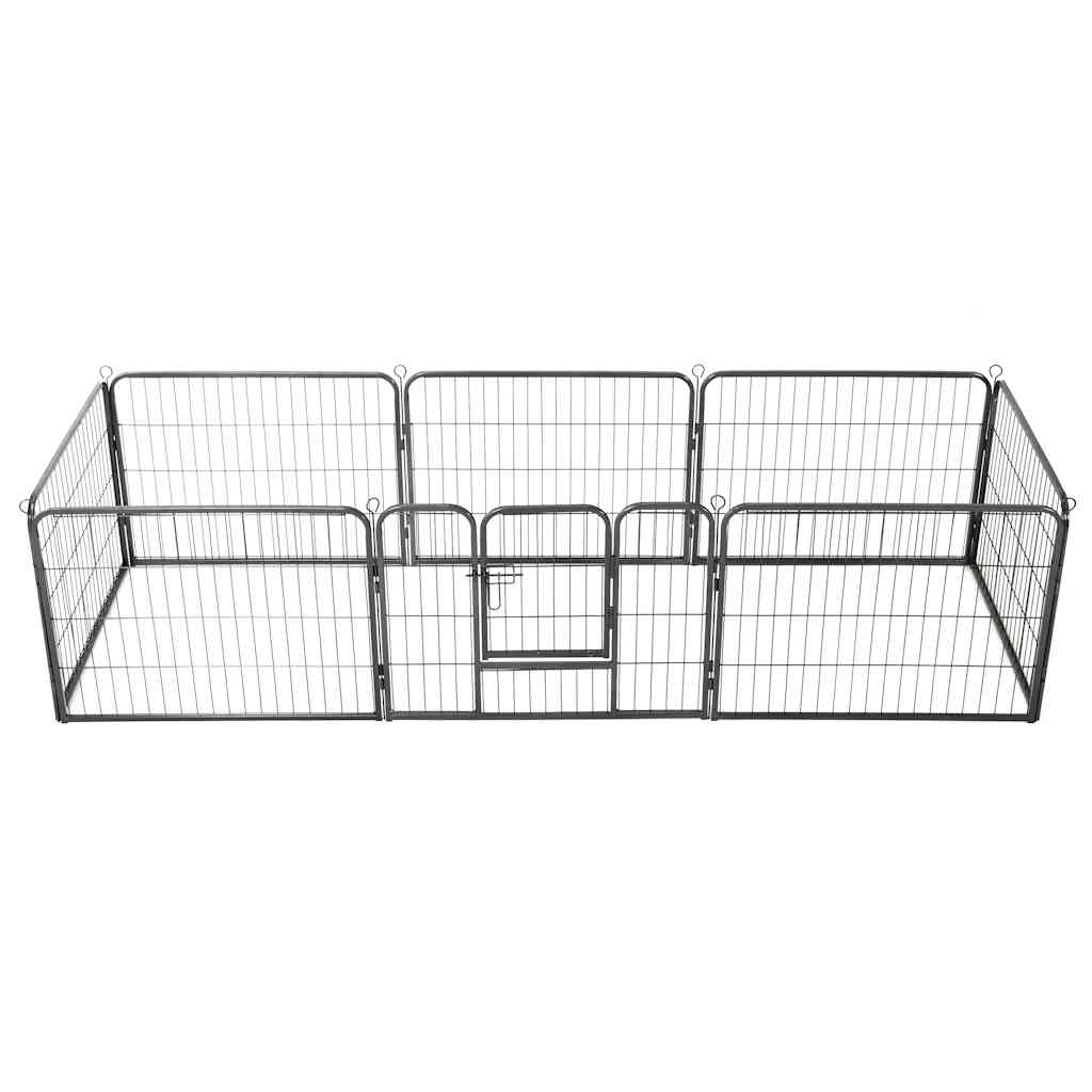 170572 vidaXL Dog Playpen 8 Panels Steel 80x60 cm Black