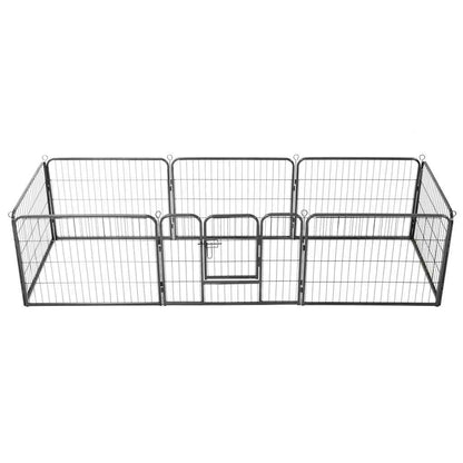 170572 vidaXL Dog Playpen 8 Panels Steel 80x60 cm Black