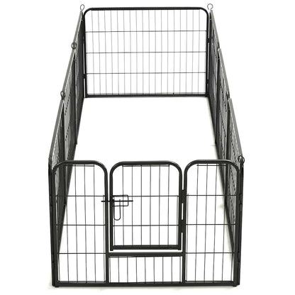170572 vidaXL Dog Playpen 8 Panels Steel 80x60 cm Black