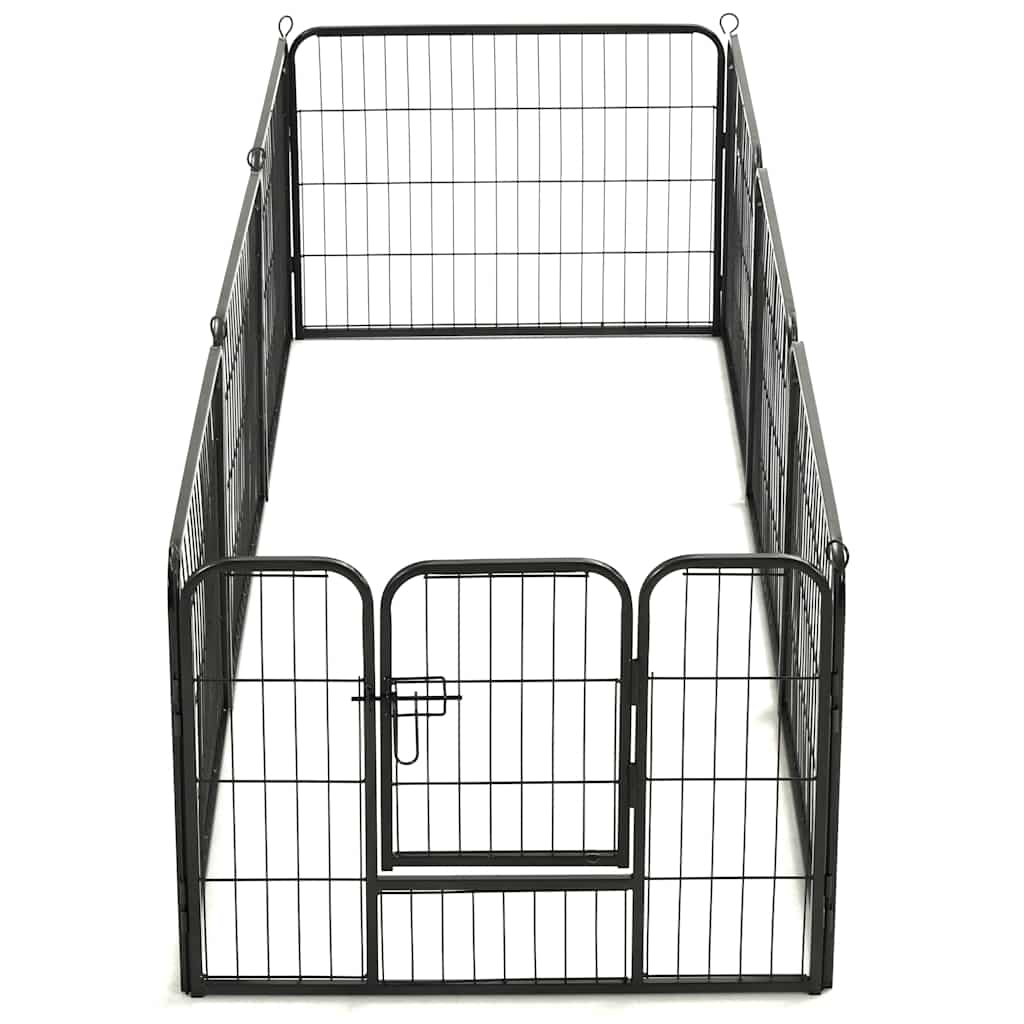 170572 vidaXL Dog Playpen 8 Panels Steel 80x60 cm Black