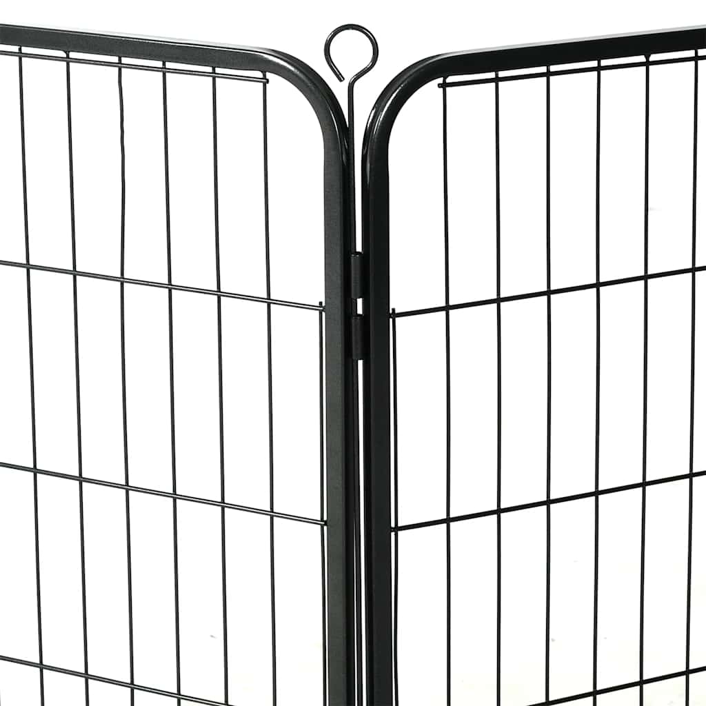 170572 vidaXL Dog Playpen 8 Panels Steel 80x60 cm Black