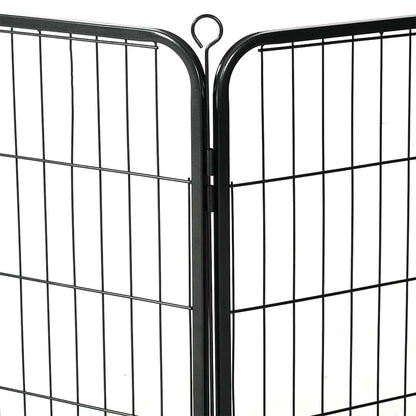 170572 vidaXL Dog Playpen 8 Panels Steel 80x60 cm Black