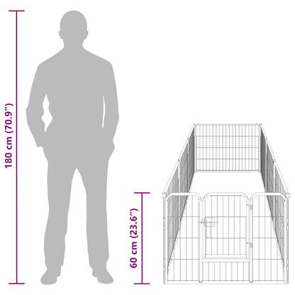 Dog Playpen 8 Panels Steel 80x60 cm Black