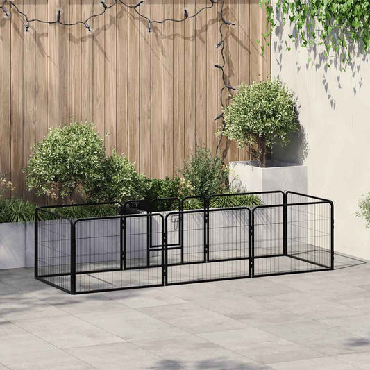 Dog Playpen | Black | Powder-Coated Steel | 60 cm height x 240 cm width