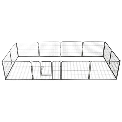 170573 vidaXL Dog Playpen 12 Panels Steel 80x60 cm Black