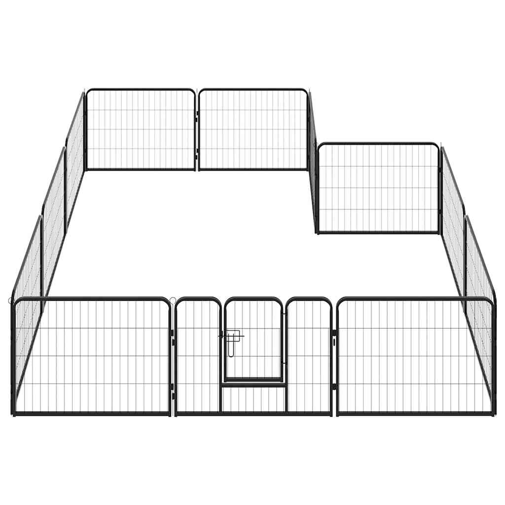 170573 vidaXL Dog Playpen 12 Panels Steel 80x60 cm Black