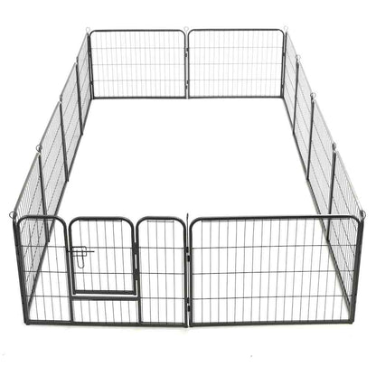 170573 vidaXL Dog Playpen 12 Panels Steel 80x60 cm Black