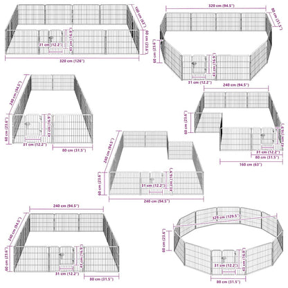 170573 vidaXL Dog Playpen 12 Panels Steel 80x60 cm Black