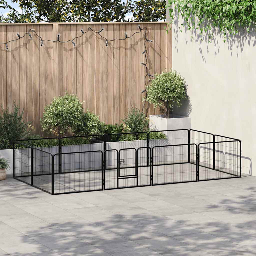 170573 vidaXL Dog Playpen 12 Panels Steel 80x60 cm Black