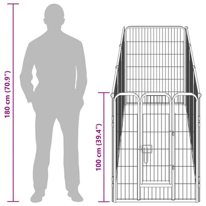 Dog Playpen 8 Panels Steel 80x100 cm Black