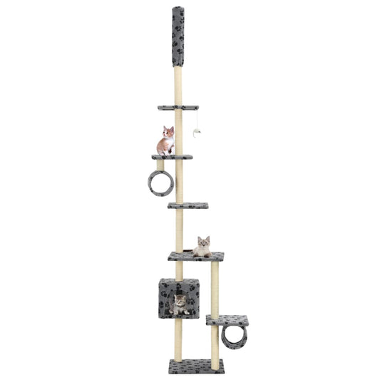 Cat Tree | Grey with Paw Prints