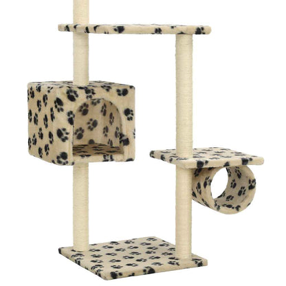 Cat Tree with Sisal Scratching Posts 260 cm Beige Paw Prints