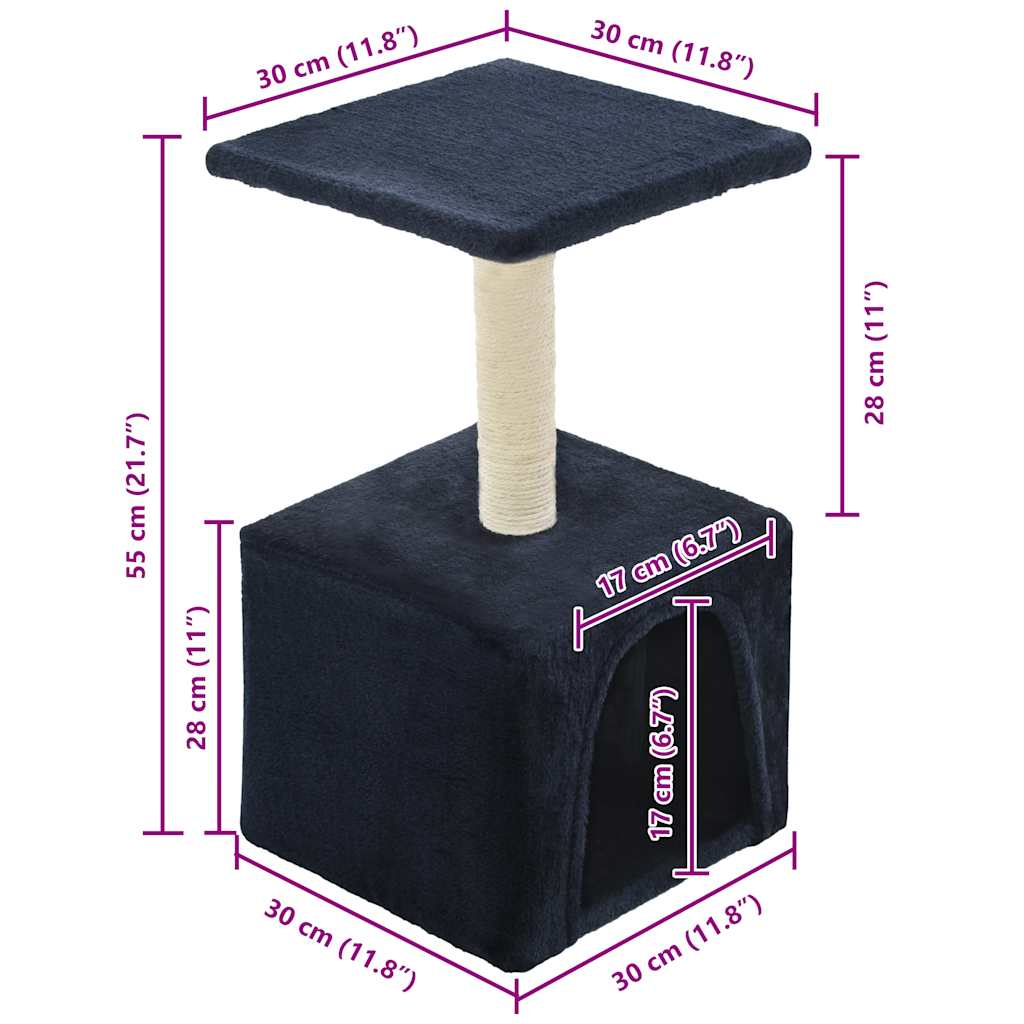 Cat Tree with Sisal Scratching Post 55 cm Dark Blue