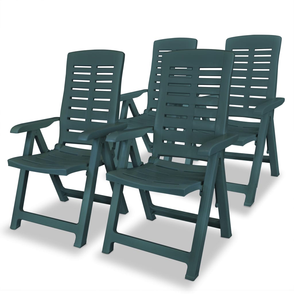 Garden Chair | Set of 4 | Green | Plastic | Standard | Foldable