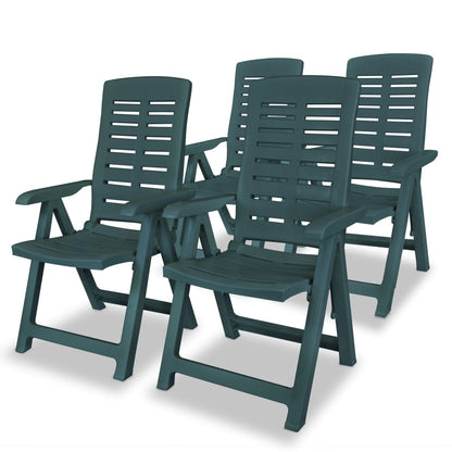 Garden Chair | Set of 4 | Green | Plastic | Standard | Foldable