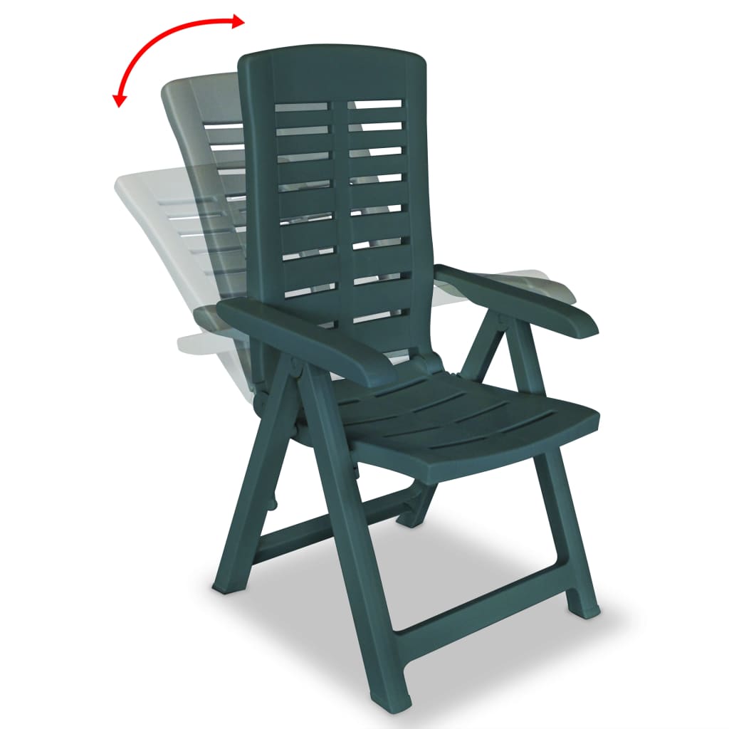 Garden Chair | Set of 4 | Green | Plastic | Standard | Foldable