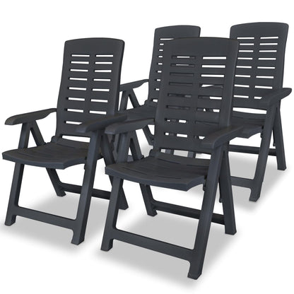 Reclining Chair | Set of 4 | Anthracite | Plastic | Standard | Foldable