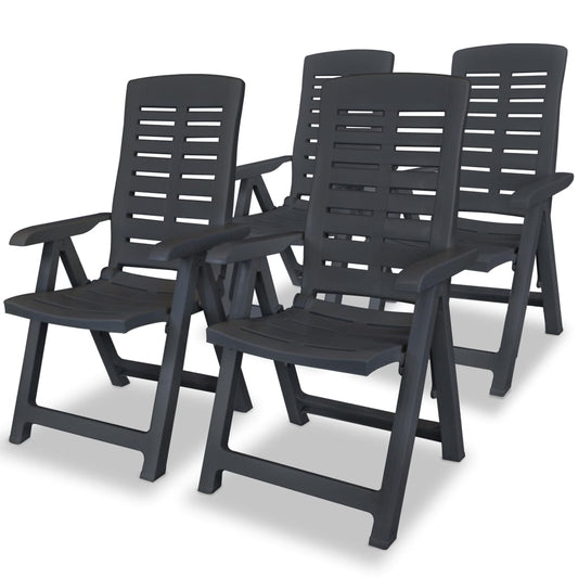 Reclining Chair | Set of 4 | Anthracite | Plastic | Standard | Foldable