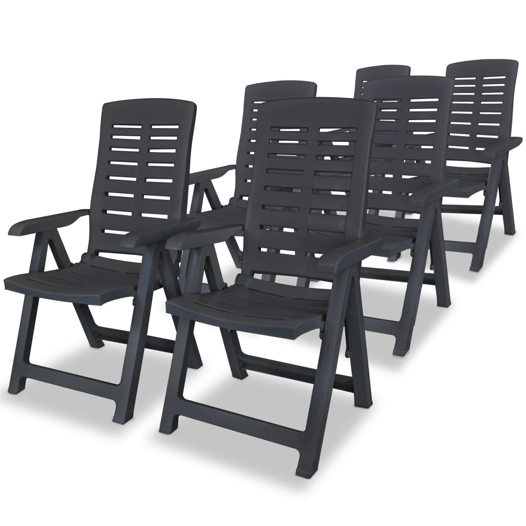 Garden Chair | Set of 6 | Anthracite | Plastic | Standard | Foldable