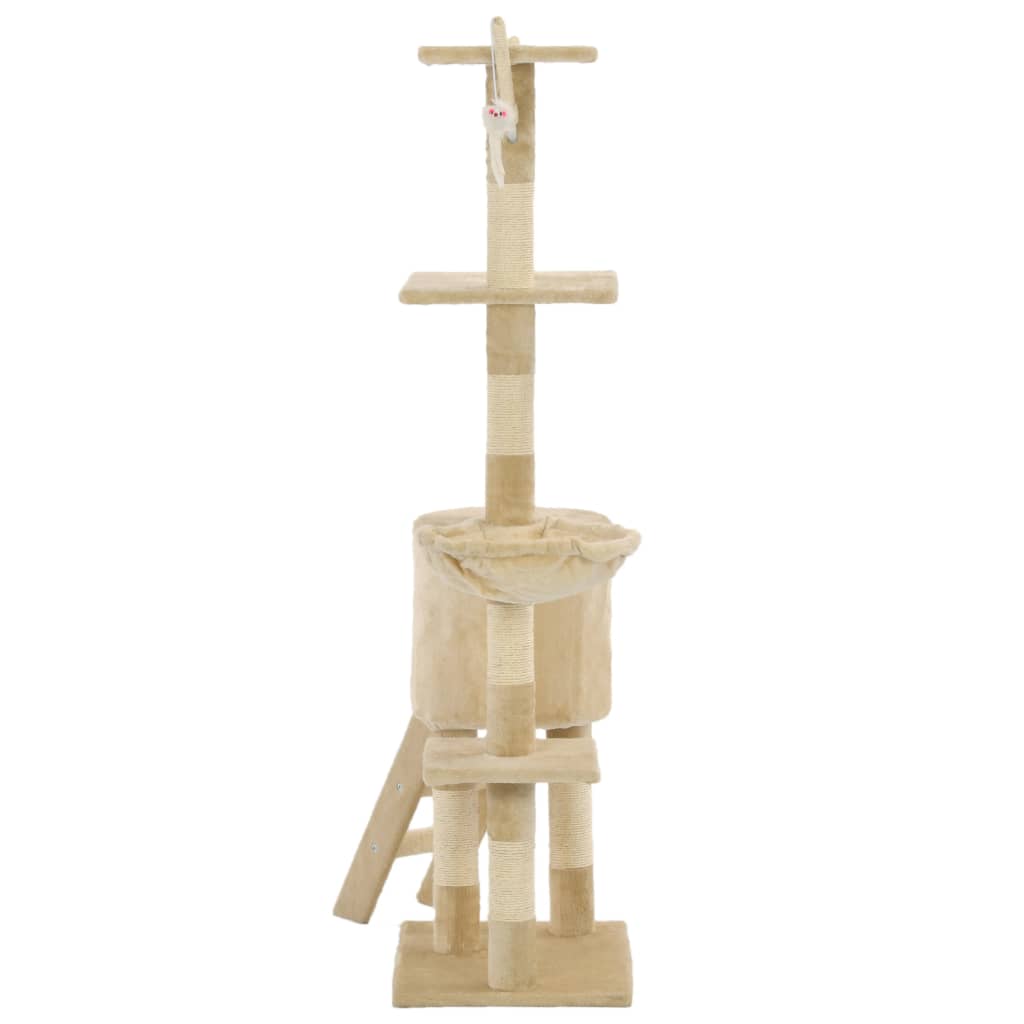 Cat Tree | Beige | Particle board, soft plush, sisal rope | 138 cm tall