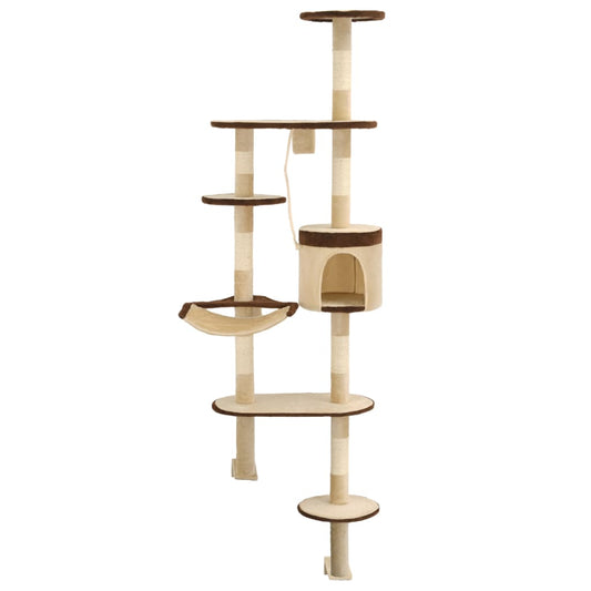 Cat Tree with Sisal Scratching Posts Wall Mounted 194 cm