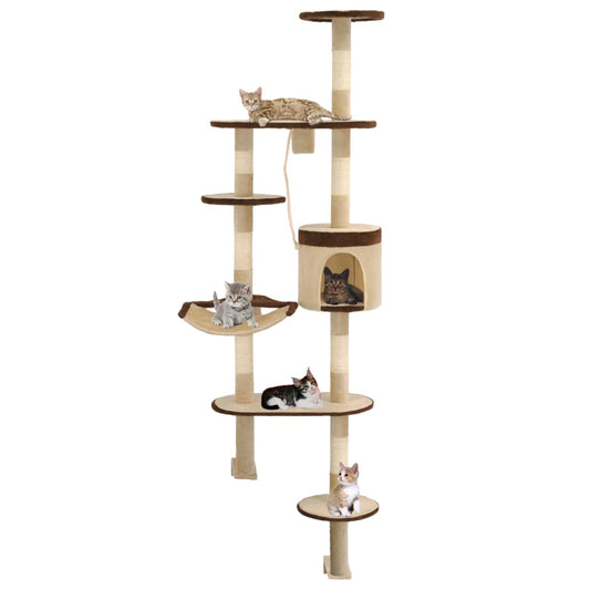 Cat Tree with Sisal Scratching Posts Wall Mounted 194 cm