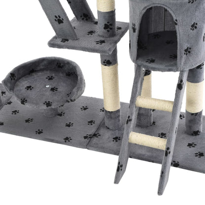 Cat Tree with Sisal Scratching Posts 230-250 cm Paw Prints Grey