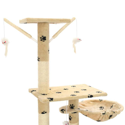 Cat Tree with Sisal Scratching Posts 230-250 cm Paw Prints Beige