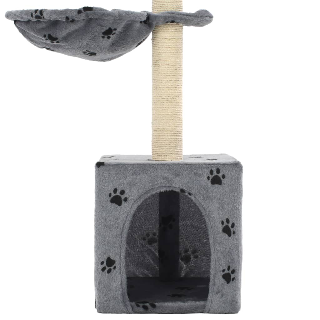 Cat Tree with Sisal Scratching Posts 105 cm Paw Prints Grey
