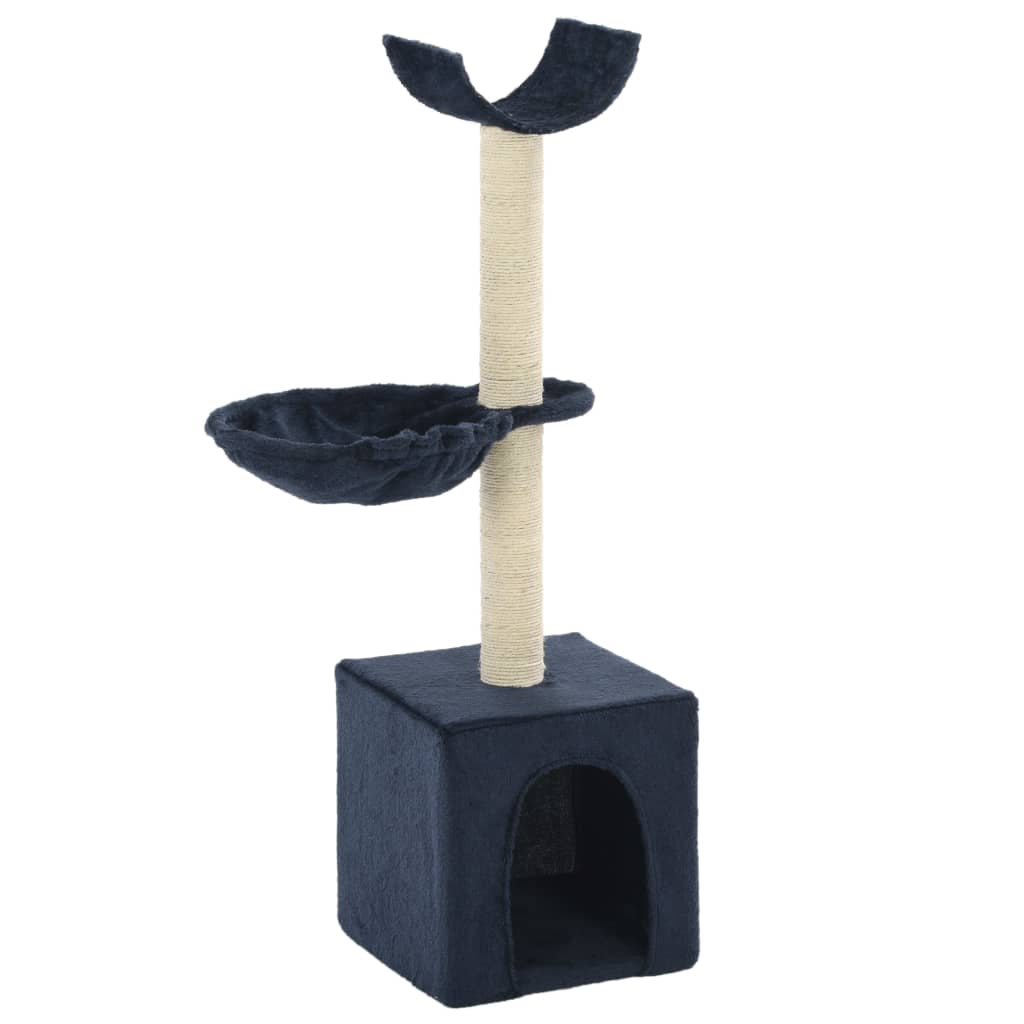 Cat Tree | Blue | Particle board, plush fabric, sisal rope | Medium