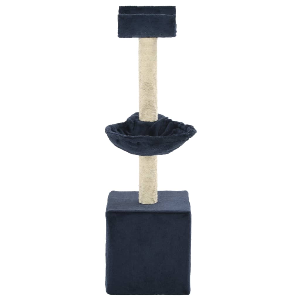 Cat Tree | Blue | Particle board, plush fabric, sisal rope | Medium