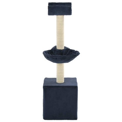 Cat Tree | Blue | Particle board, plush fabric, sisal rope | Medium