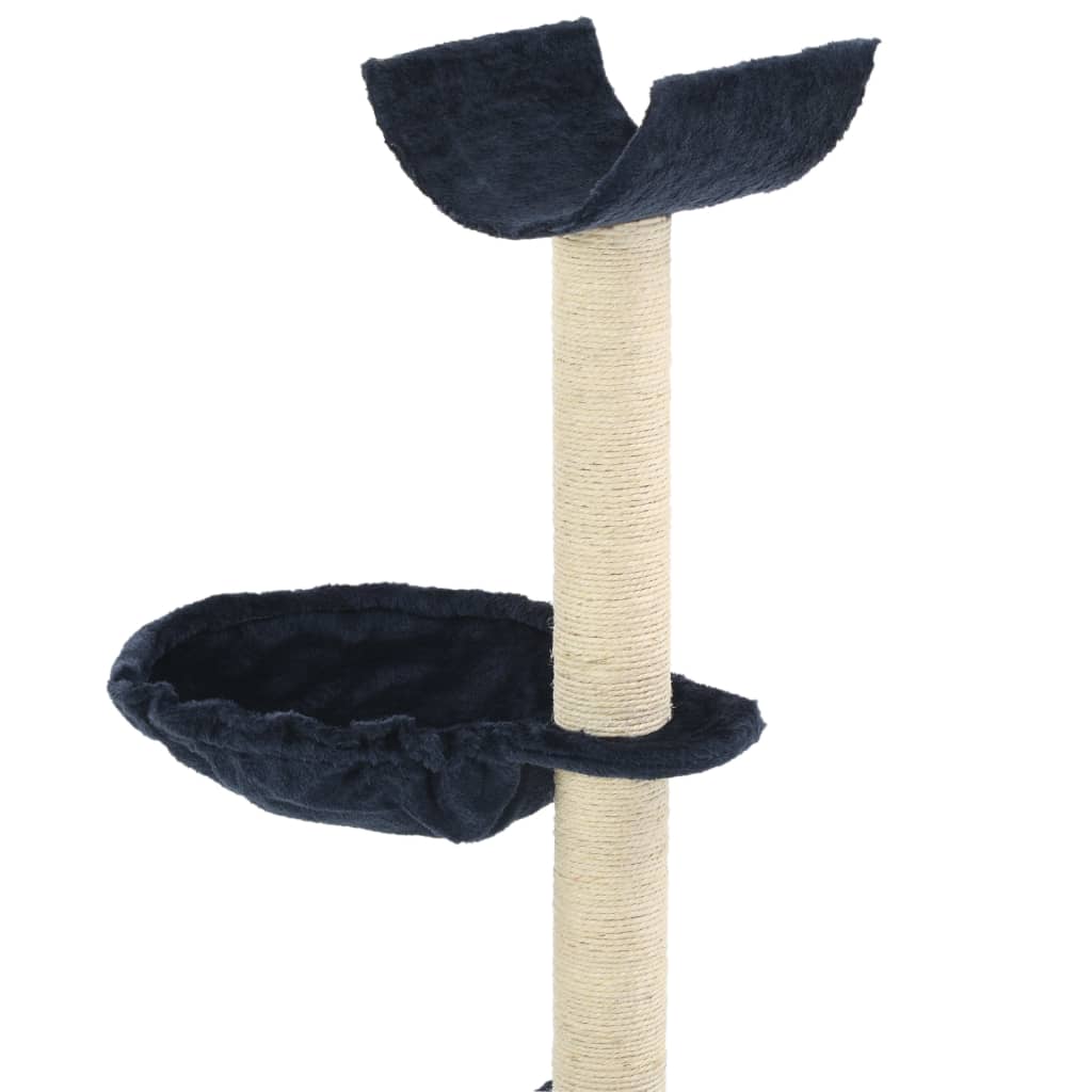 Cat Tree | Blue | Particle board, plush fabric, sisal rope | Medium