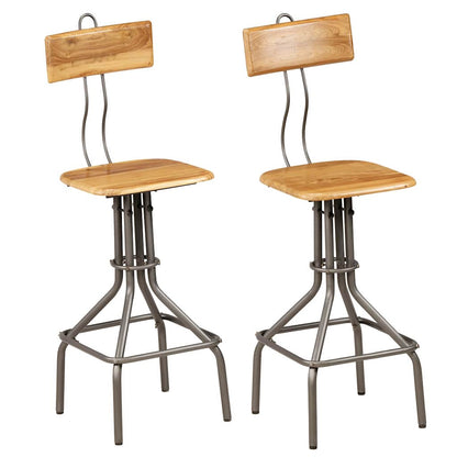 Bar Stools 2 pcs Solid Reclaimed Teak Wood