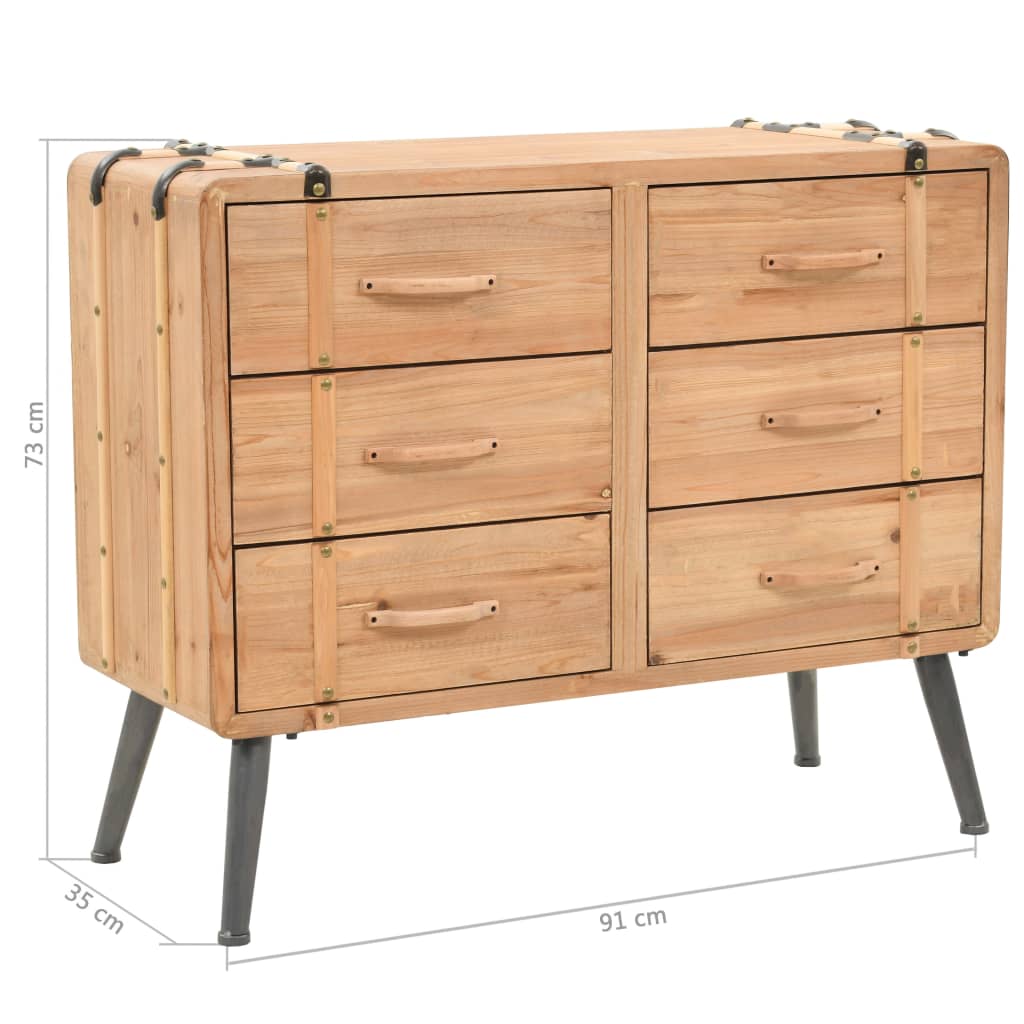 Drawer Cabinet | Natural wood | Solid fir wood, MDF, steel | 91x35x73cm