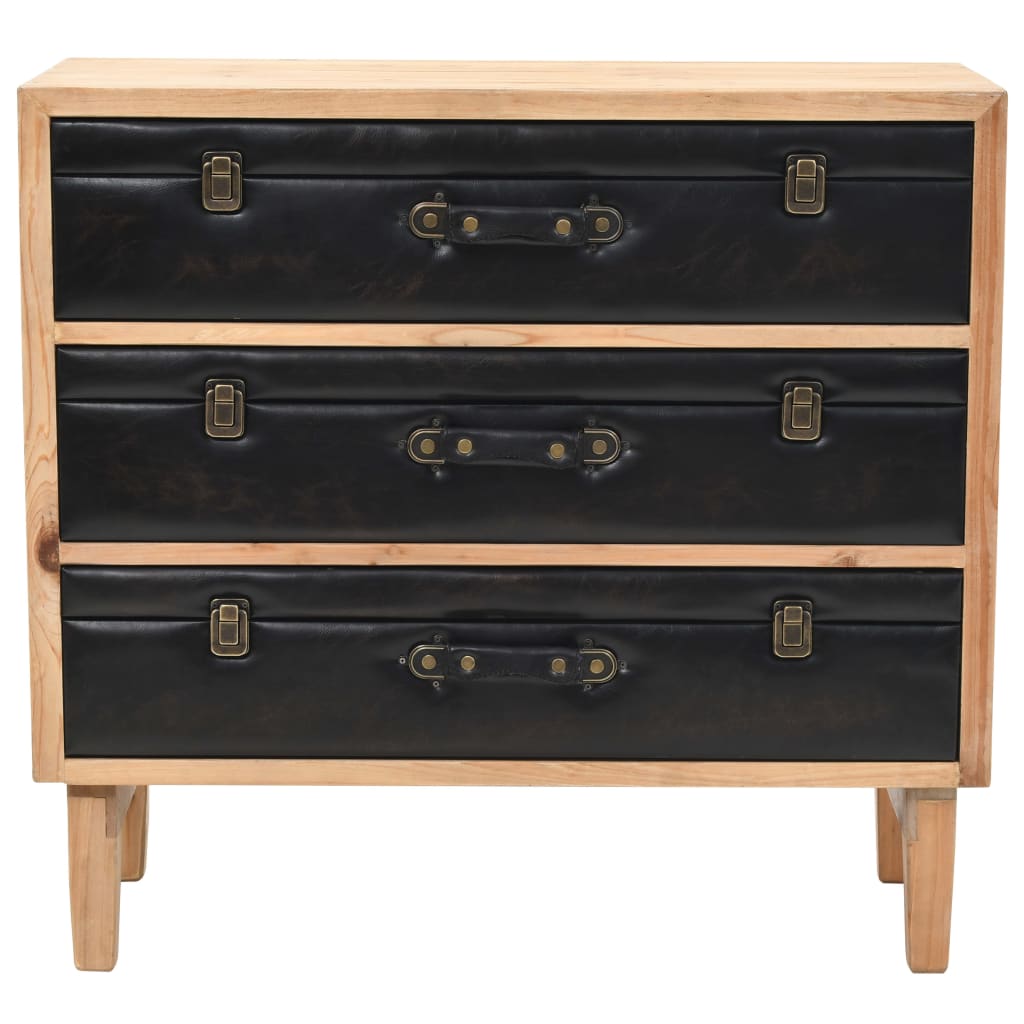 Drawer Cabinet | Natural wood with black details