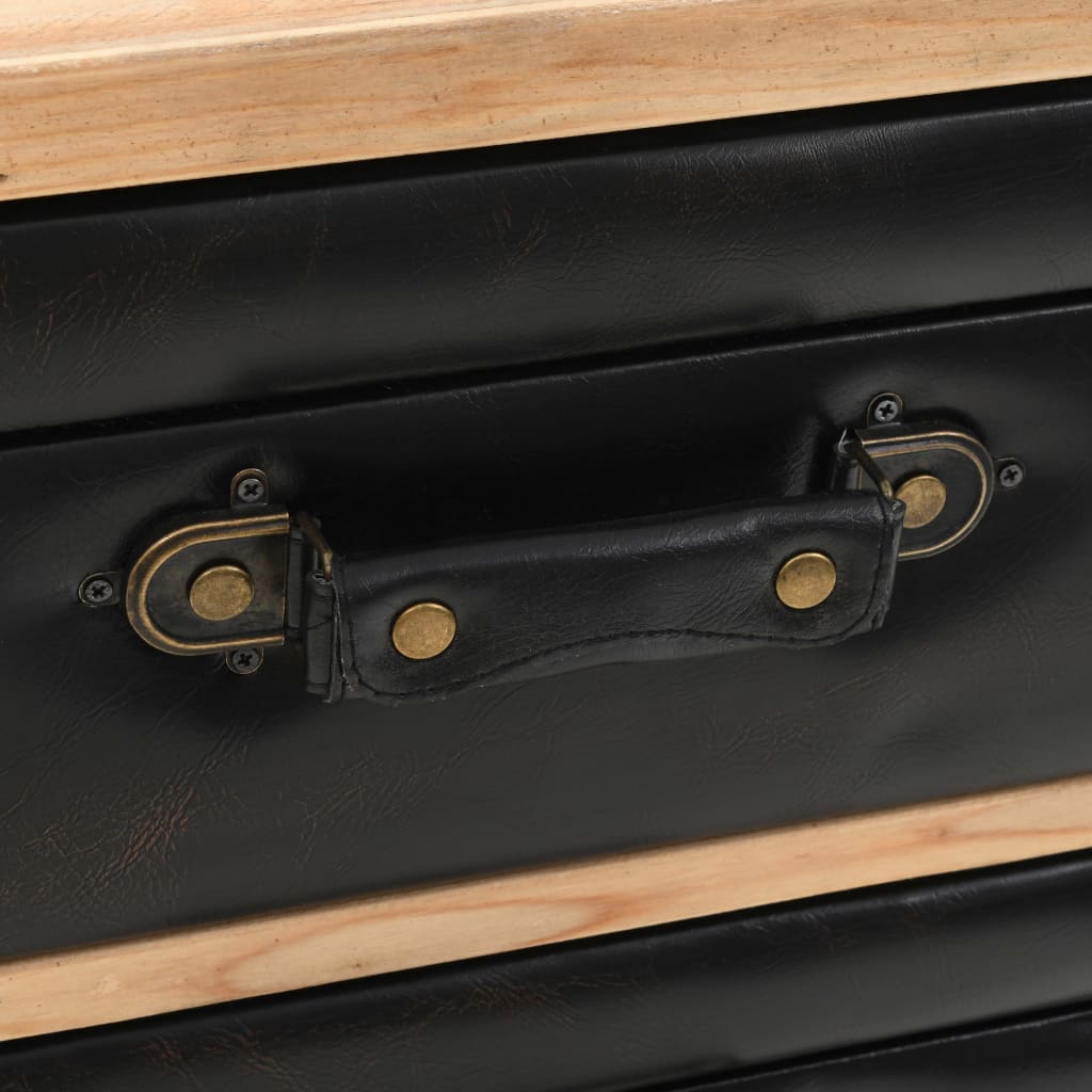 Drawer Cabinet | Natural wood with black details