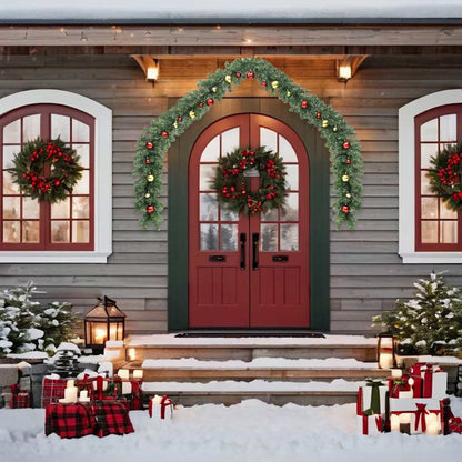 246406 vidaXL Christmas Garland Decorated with Baubles and LED Lights 5 m