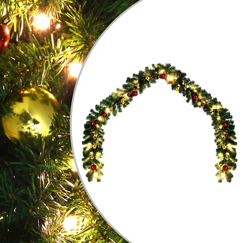 246407 vidaXL Christmas Garland Decorated with Baubles and LED Lights 10 m