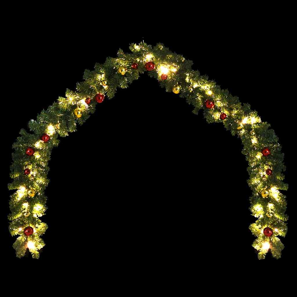 246407 vidaXL Christmas Garland Decorated with Baubles and LED Lights 10 m