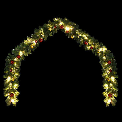 246407 vidaXL Christmas Garland Decorated with Baubles and LED Lights 10 m