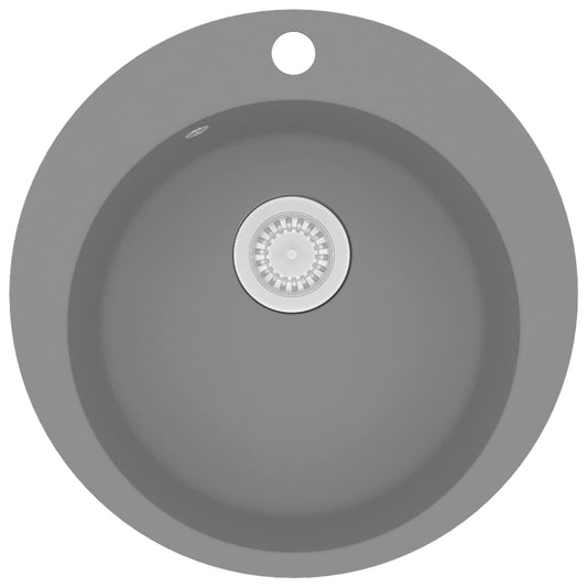 Granite Kitchen Sink Single Basin Round Grey