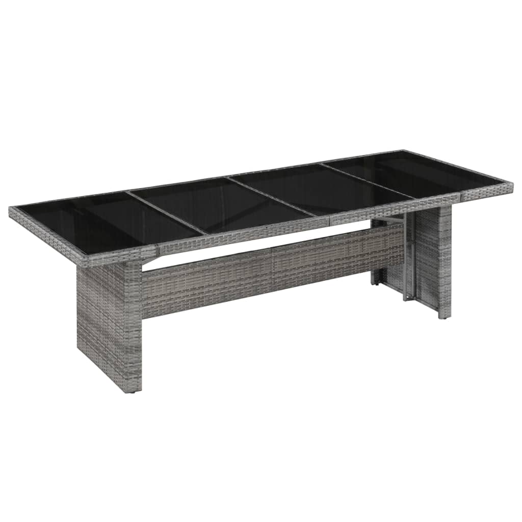 43941 vidaXL Garden Table 240x90x74 cm Poly Rattan and Glass