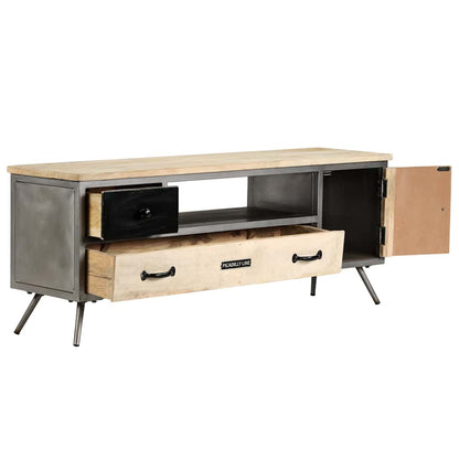 246282 vidaXL TV Cabinet Solid Mango Wood and Steel 120x30x45 cm