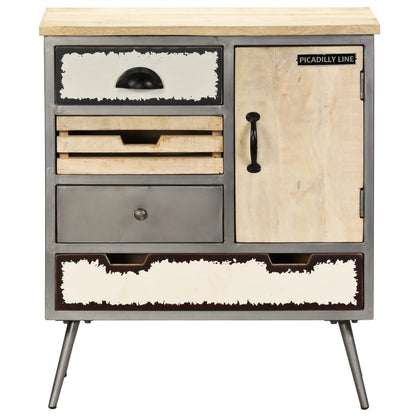 Sideboard Solid Mango Wood and Steel 65x33x76 cm
