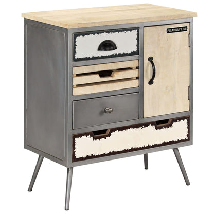 Sideboard Solid Mango Wood and Steel 65x33x76 cm