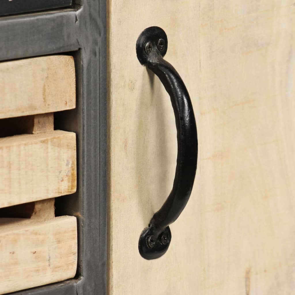 Sideboard Solid Mango Wood and Steel 65x33x76 cm