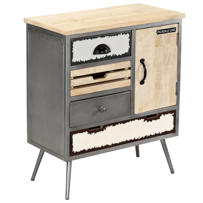 Sideboard Solid Mango Wood and Steel 65x33x76 cm